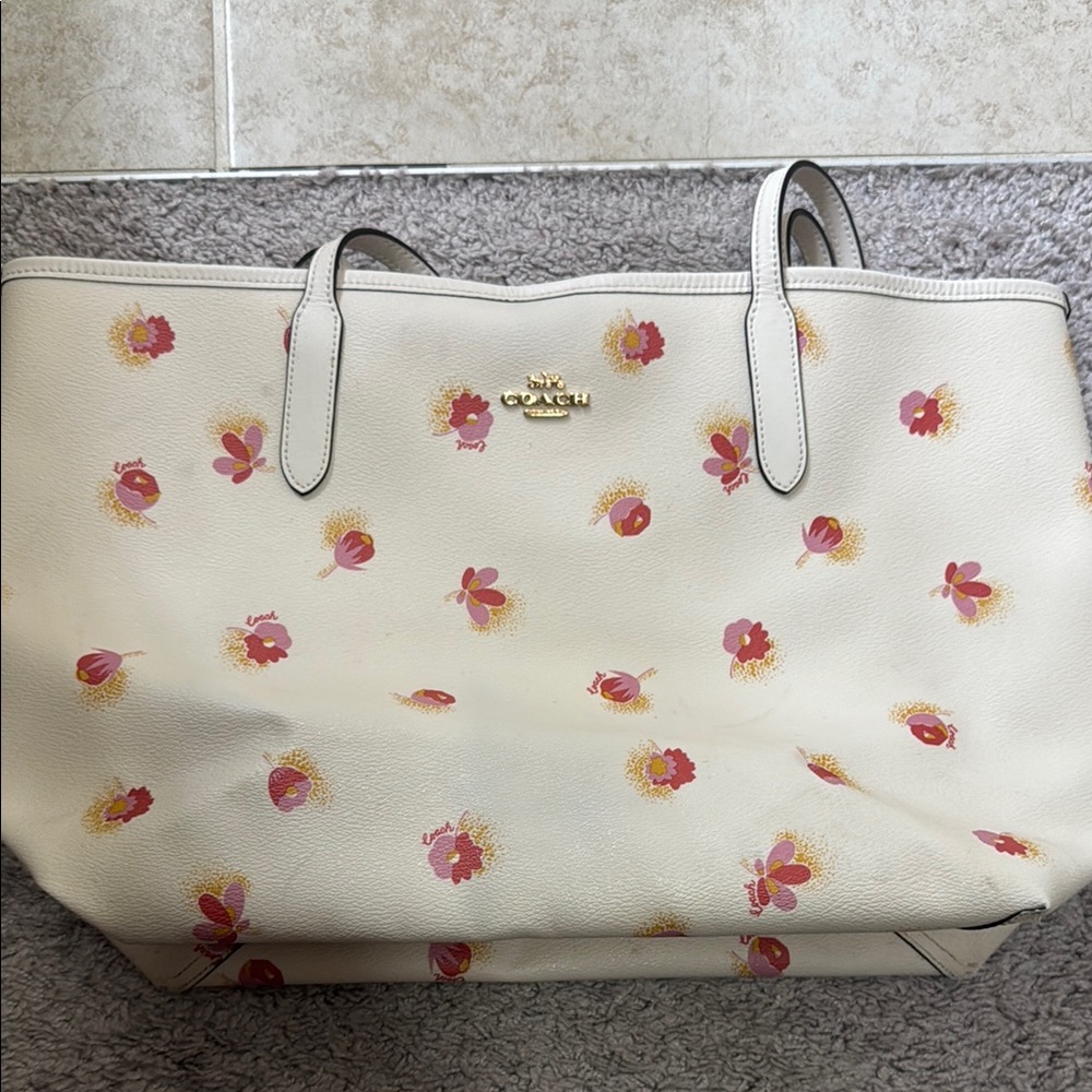 Coach Floral Cream Tote Bag